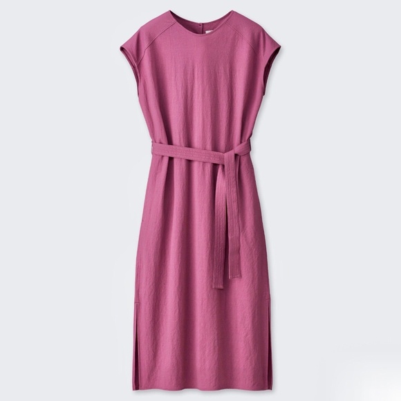 UNIQLO U Tube Short-Sleeve Dress in Purple Fuchsia Size Large L - NWOT - Picture 1 of 2